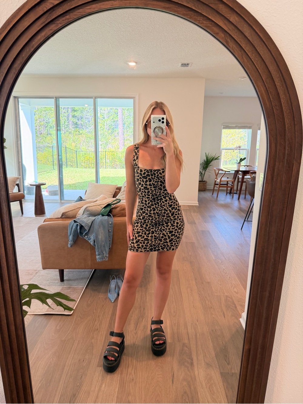 Zara Leopard Print Mini Dress - Black & Tan